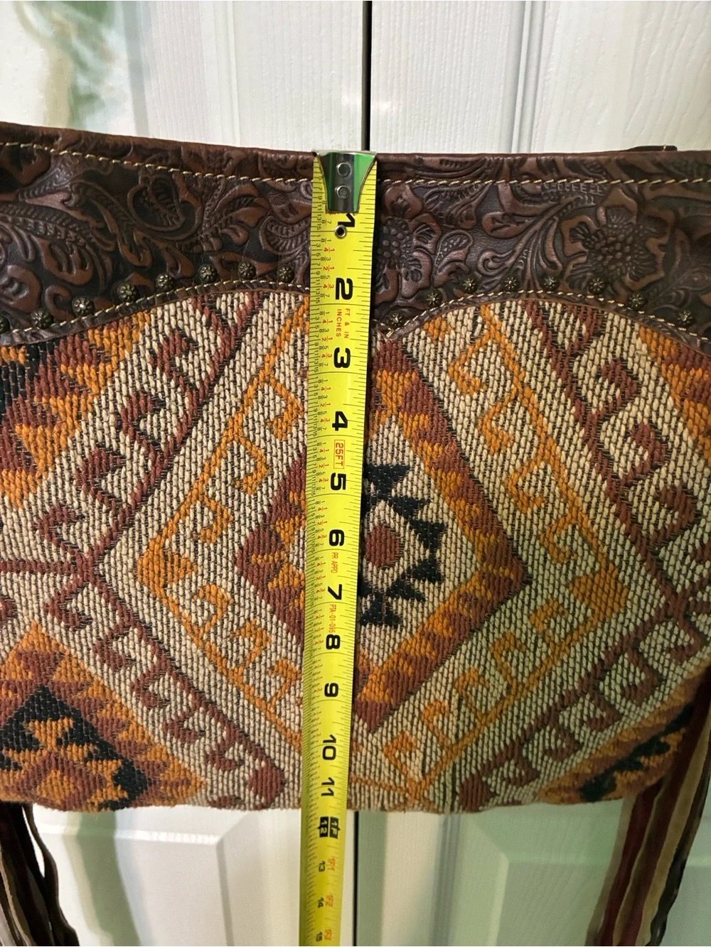 🌟Myra Bag Brown and Tan Southwestern Tapestry Crossbody with Fringe